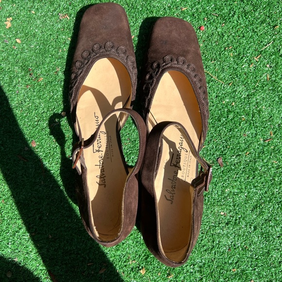 Salvatore Ferragamo Brown Suede Mary Janes - Picture 3 of 3